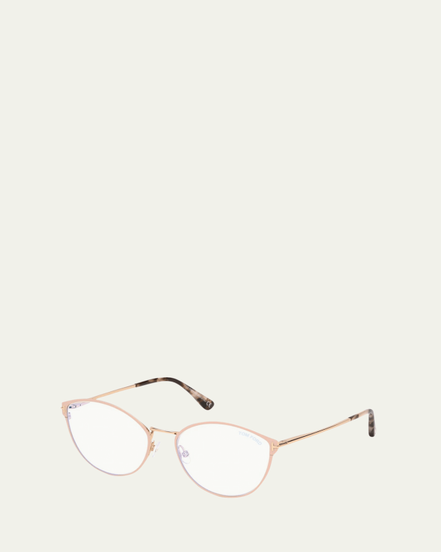 Blue Block Cat-Eye Metal Optical Frames